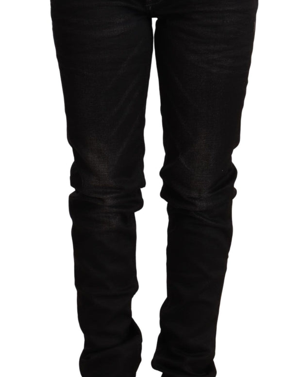 Black Low Waist Skinny Denim Cotton Trouser