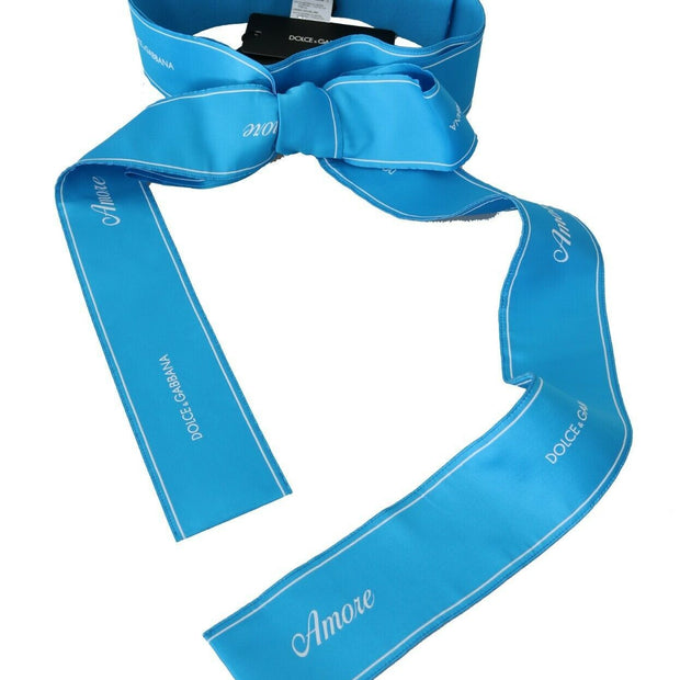 Elegant Bow Snap Blue Waist Belt