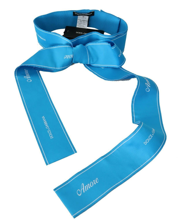 Blue Waist Ribbon Wide Bow Belt