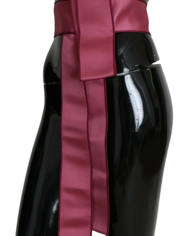 Pink 100% Silk 3 Button Closure Wide Waist Belt