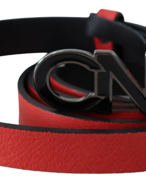 Elegant Red Leather Waist Belt