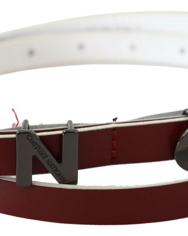 Chic Maroon Leather Fashion Belt