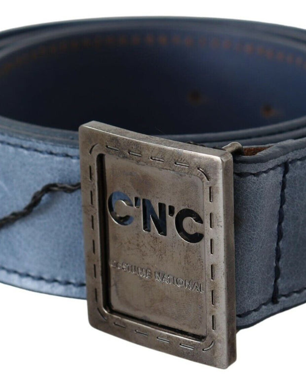 Elegant Blue Leather Fashion Belt