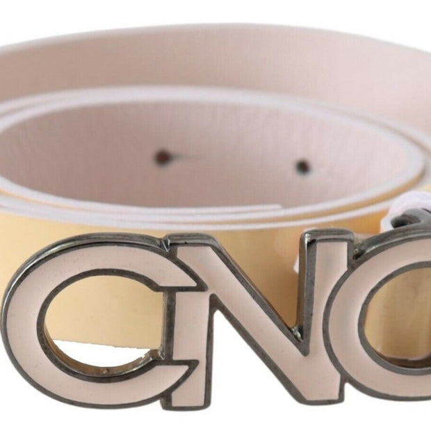 Chic Beige Logo Leather Belt