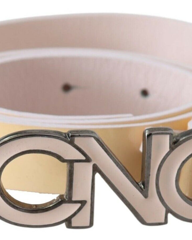 Chic Beige Logo Leather Belt