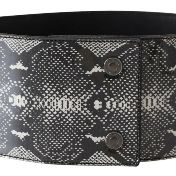 Classic Snakeskin Motif Leather Belt