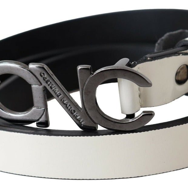 Metallic Gray Italian Leather Fashion Belt