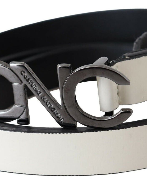Metallic Gray Italian Leather Fashion Belt