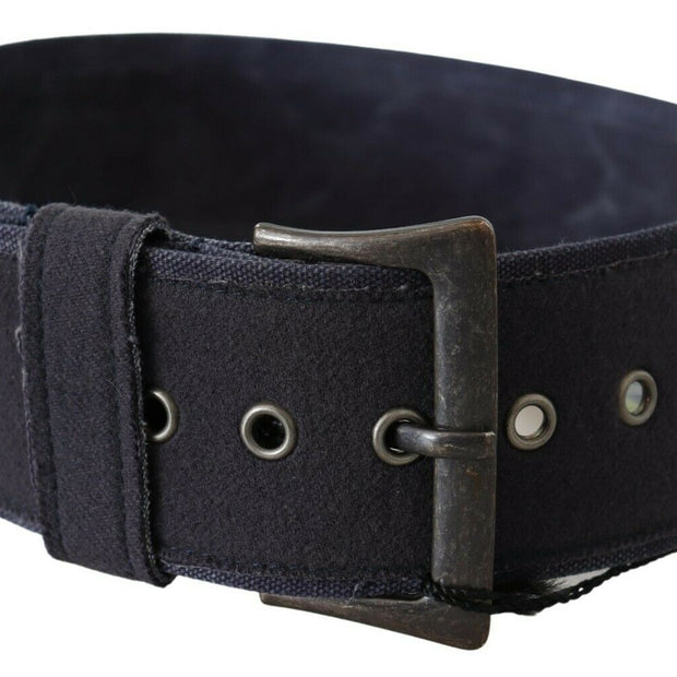 Elegant Navy Blue Leather Waist Belt