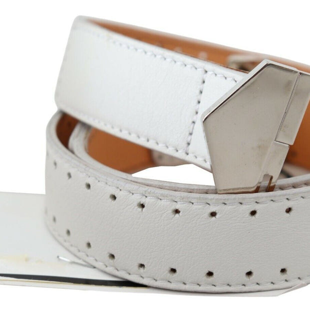 Elegant White Leather Fashion Belt