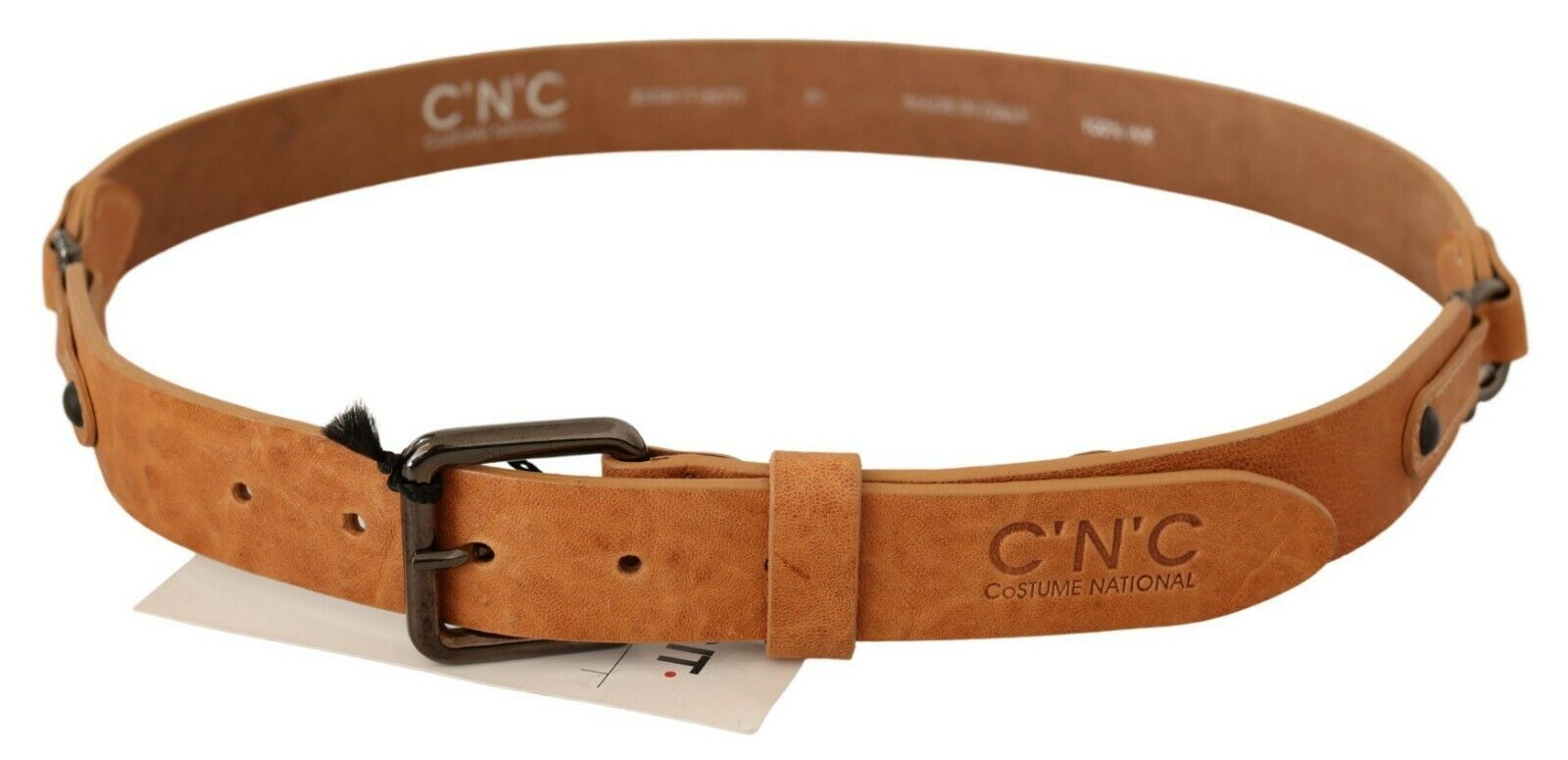 Elegant Light Brown Fashion Belt with Black-Tone Buckle