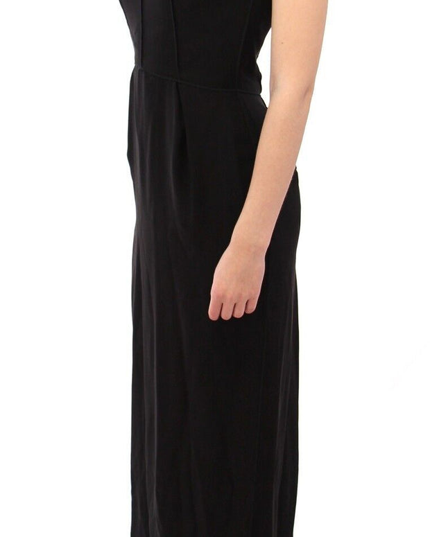 Black Silk Shortsleeve Gown Maxi IT Dress