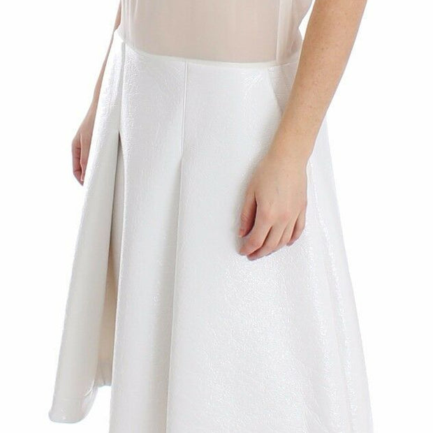 Elegant White Silk-Wool Blend Tank Dress