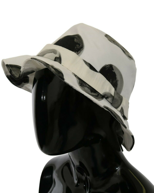 White Cotton Big Polka Dot Pattern Bucket Hat