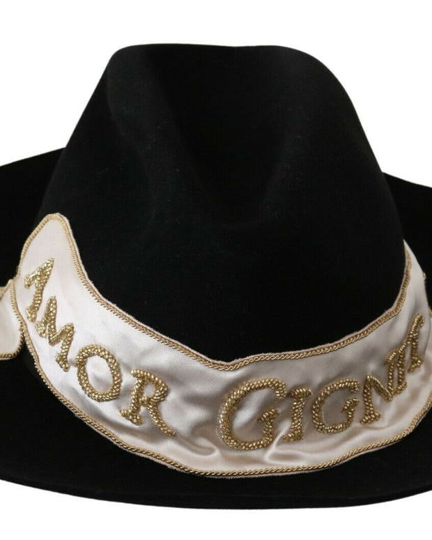 Black Lapin Amor Gignit Wide Brim Panama Hat