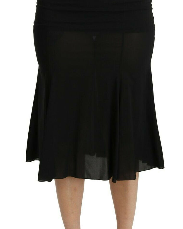 Black Mermaid High Waist Midi Silk Skirt