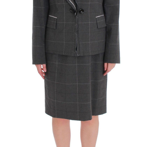 Elegant Checkered Cotton-Blend Suit Set