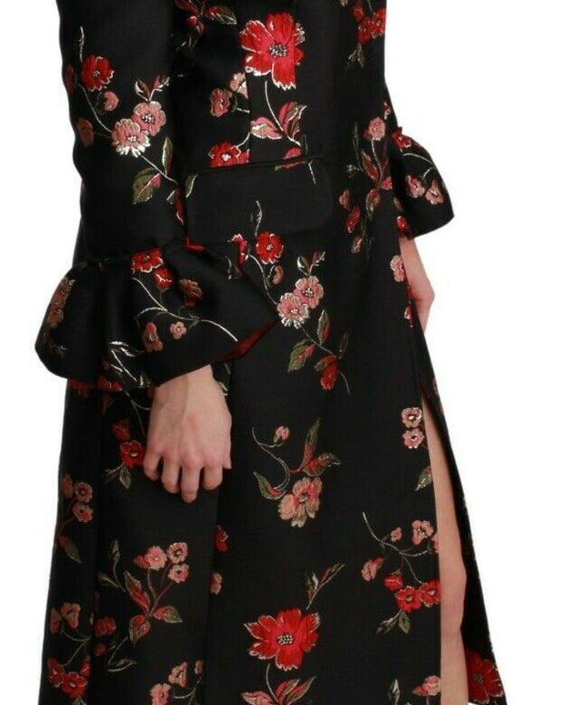Black Floral Embroidered Jacket Coat
