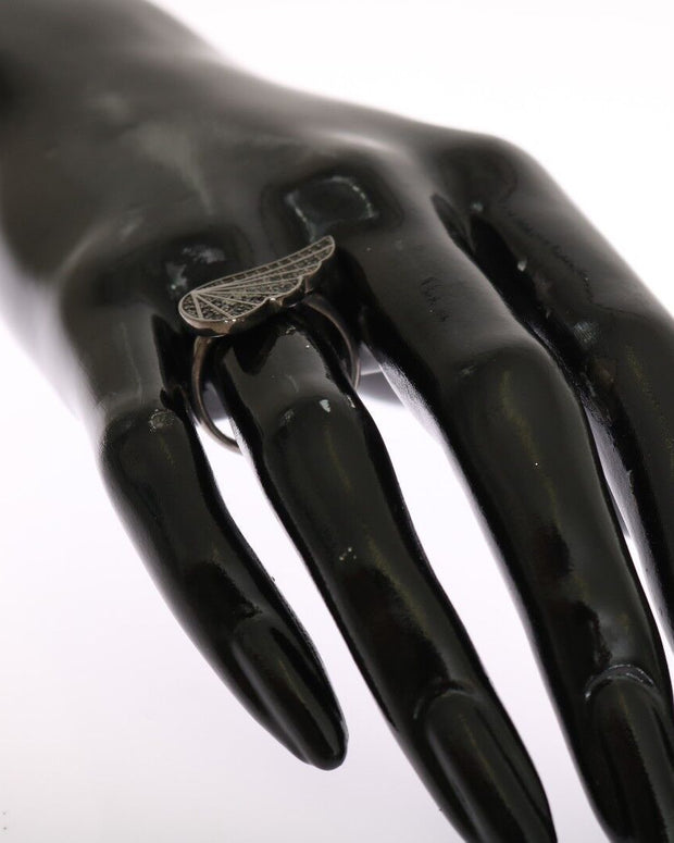 Black Rhodium Silver Crystal Ring