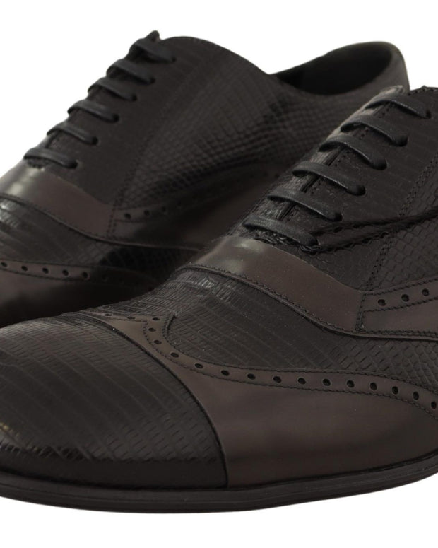 Brown Lizard Skin Leather Oxford Dress Shoes