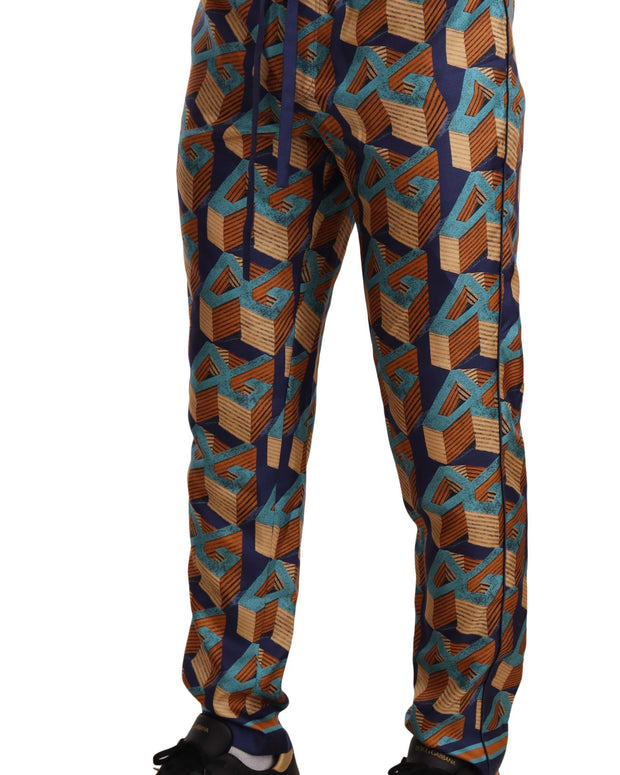 Multicolor Patterned Joggers Silk Pants