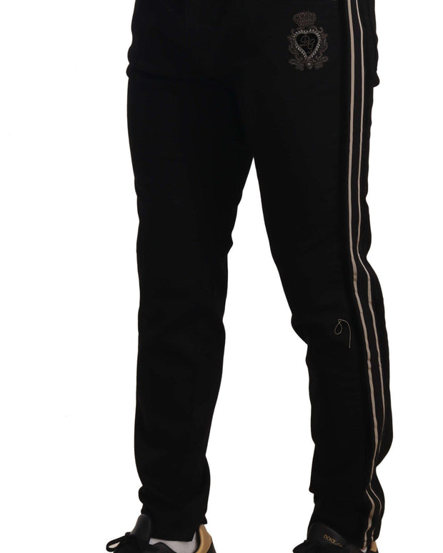 Black Skinny Fit Denim Side Band Jeans Pant