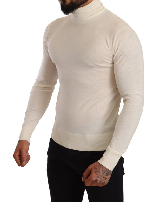 Cream Cashmere Turtleneck Pullover Sweater