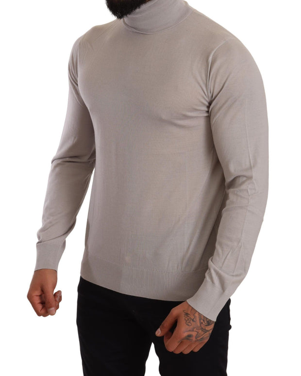 Gray Cashmere Turtleneck Pullover Sweater