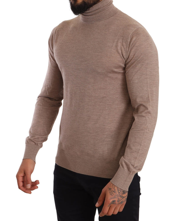 Brown Cashmere Turtleneck Pullover Sweater