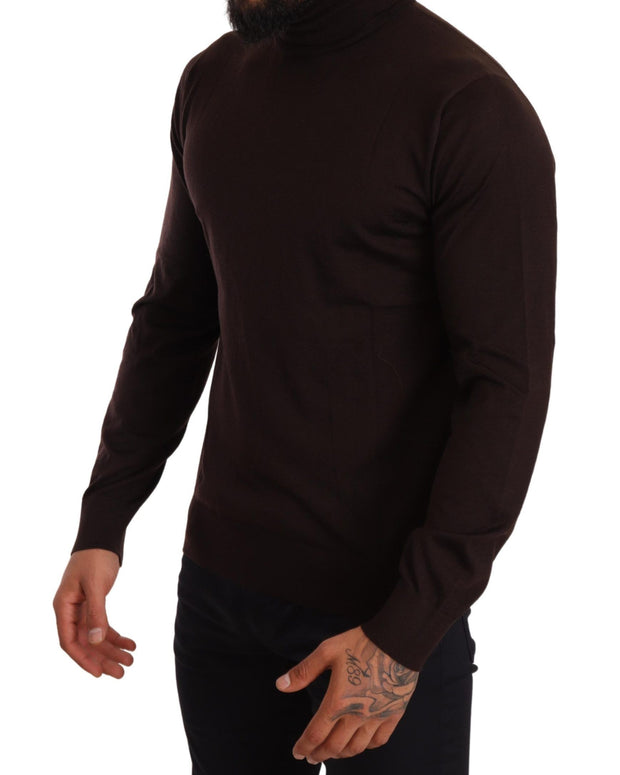 Brown Cashmere Turtleneck Pullover Sweater