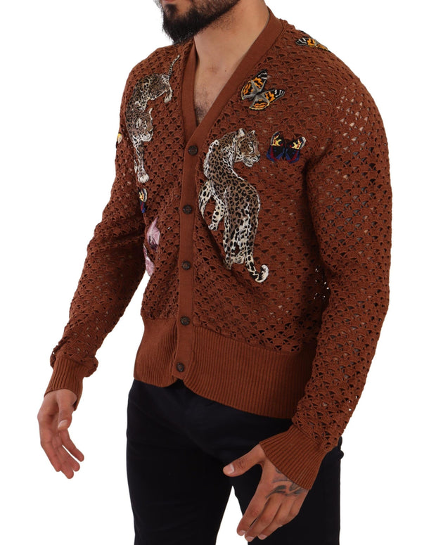 Brown Leopard Butterfly Cardigan Sweater