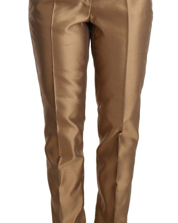 Gold Silk Tapered Trouser Metallic Pants