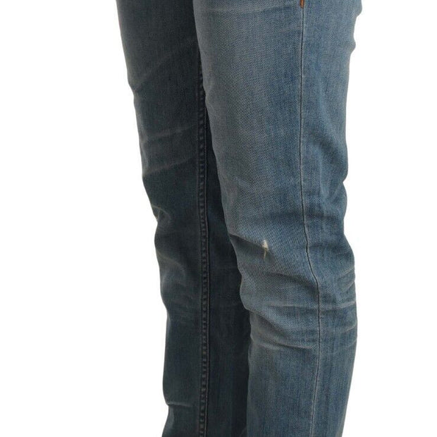 Chic Washed Cotton Denim with Folded Hem