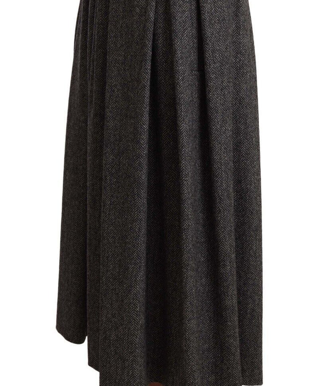 Gray Wool High Waist A-line PIECE Skirt