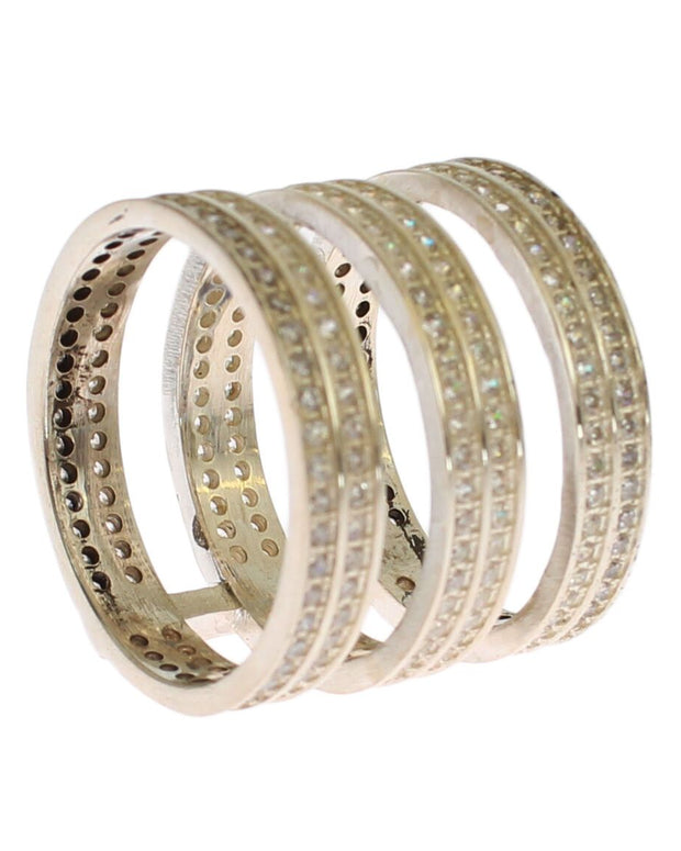 Silver Crystal Adorned Statement Ring