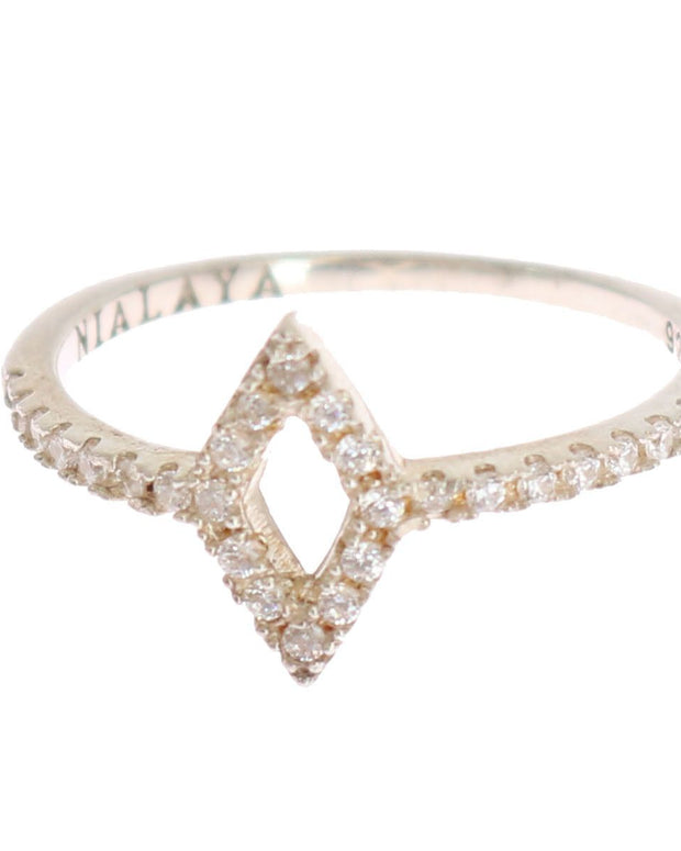 Elegant Silver CZ Crystal Studded Ring