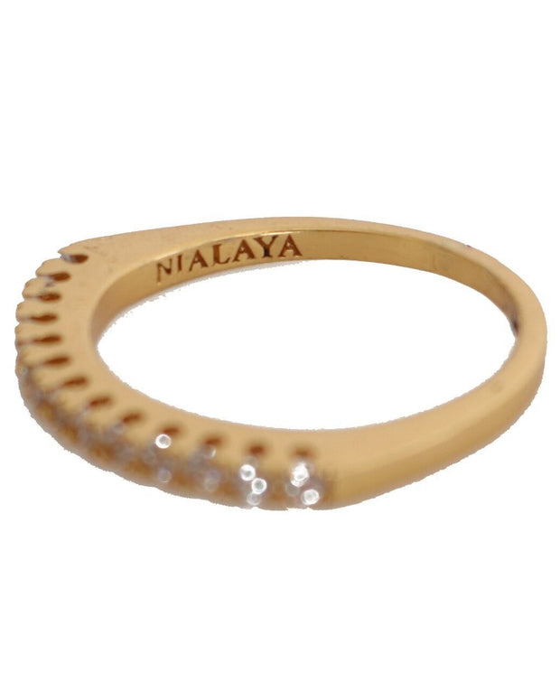 Gleaming CZ Crystal Gold-Plated Ring