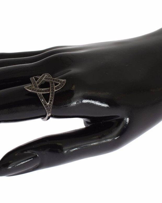 Chic Black Rhodium Silver CZ Crystal Ring