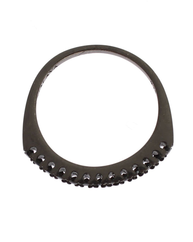 Elegant Black Crystal Sterling Silver Ring