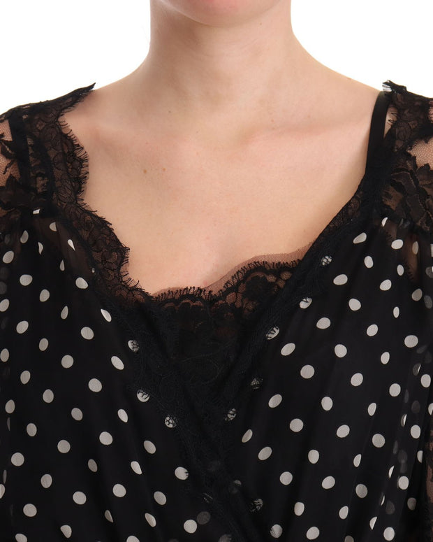 Black Lace Floral Polka Maxi Capri Dress