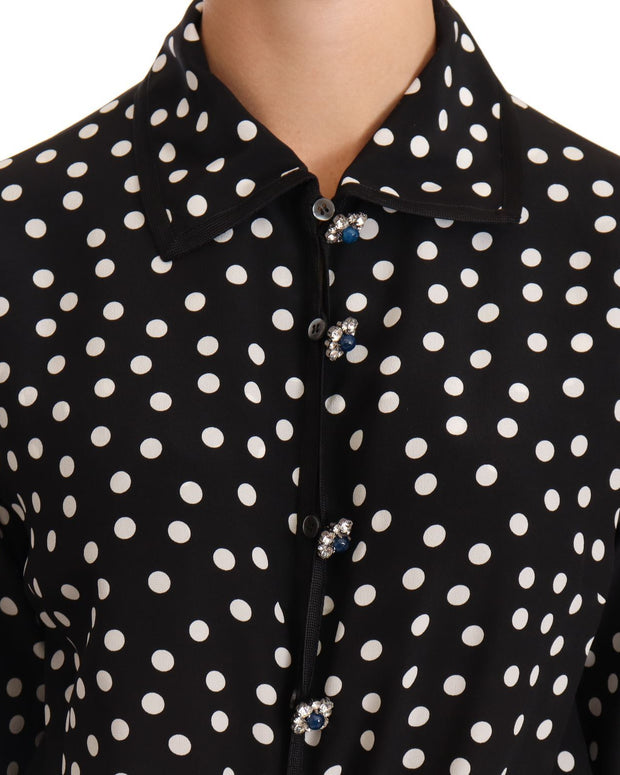 Black White Crystal Sequined Floral Dress