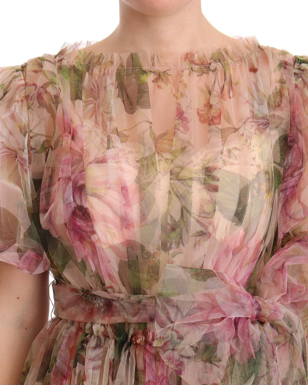 Multicolor Floral Print Long Maxi Gown Dress