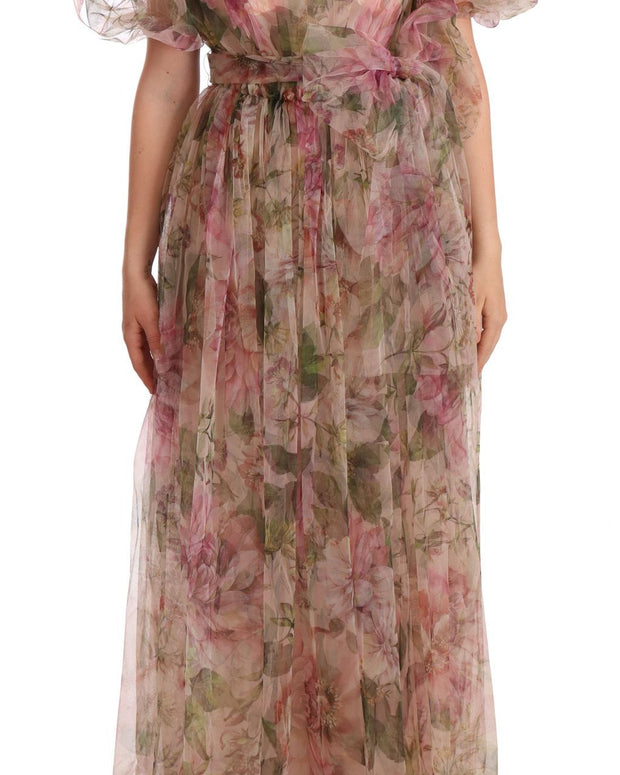 Multicolor Floral Print Long Maxi Gown Dress