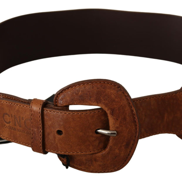 Elegant Brown Leather Fashion Belt