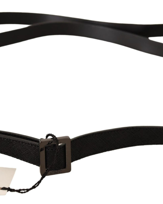 Chic Black Leather Fashion Belt with Metal Buckle