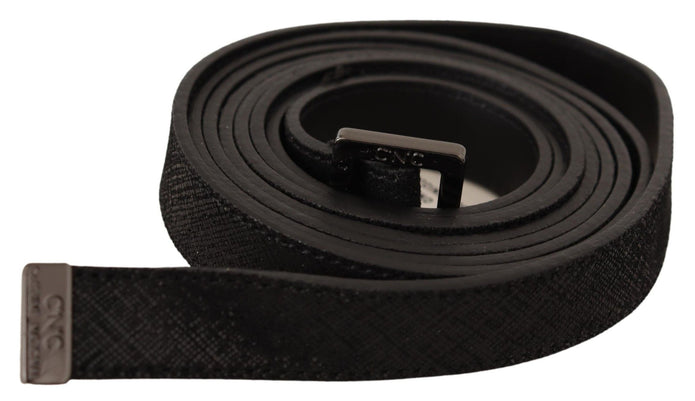 Chic Black Leather Fashion Belt with Metal Buckle