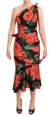 Elegant Floral Silk Draped Dress