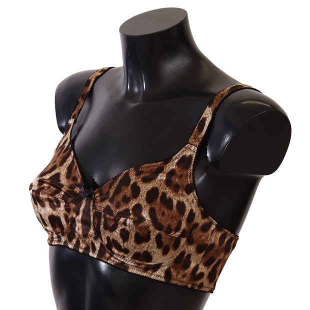 Elegant Silk Leopard Print Bra