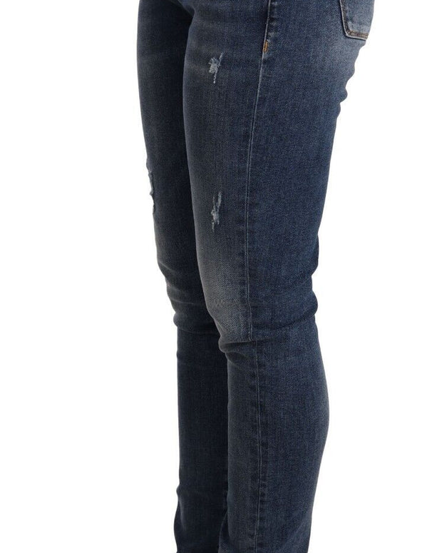 Blue Wash Skinny Denim Cotton Stretch Jeans