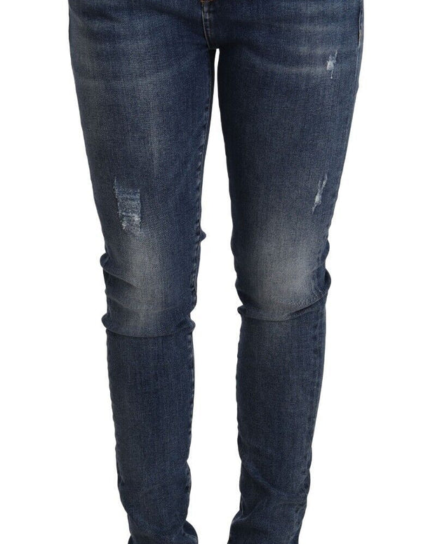 Blue Wash Skinny Denim Cotton Stretch Jeans